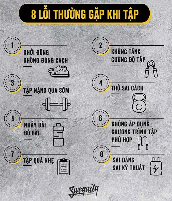 Tiết lộ 8 lỗi sai có thể bạn đã mắc phải khi mới tập gym mà không hay biết Tiết lộ 8 lỗi sai có thể bạn đã mắc phải khi mới tập gym mà không hay biết