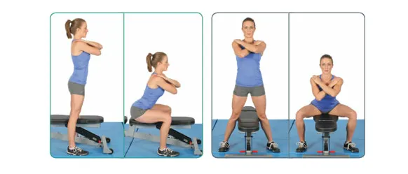 Bodyweight box squat nếu bạn có vấn đề về đầu gối Bodyweight box squat nếu bạn có vấn đề về đầu gối
