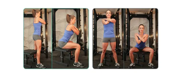 Bodyweight High Box Squat hay Squat không tạ với ghế cao Bodyweight High Box Squat hay Squat không tạ với ghế cao