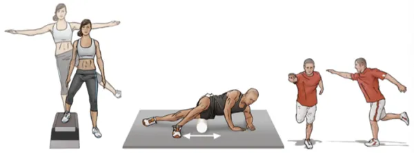 Ví dụ về các bài tập thăng bằng và proprioception