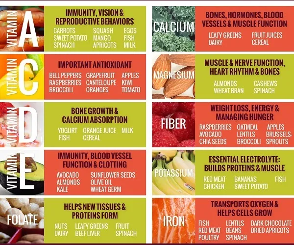 Các dưỡng chất vi lượng và nguồn thực phẩm chứa chúng