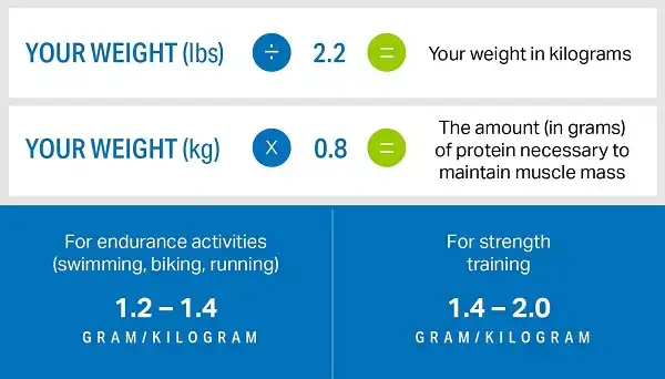 Lượng Protein khuyến cáo cần thiết mỗi ngày theo khối lượng cơ thể