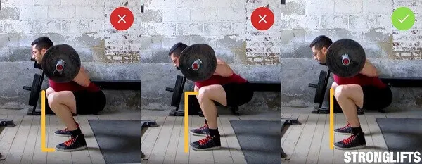 Ngưng việc Squat đầu gối không vượt quá mũi chân